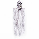 Paper Magic 6ft hanging skull Halloween decoration white ghost front view
