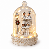 LED Christmas carol singers cloche ornament angled view