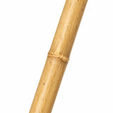 Close-up of natural wooden handle on 90cm witches broom fancy dress accessory