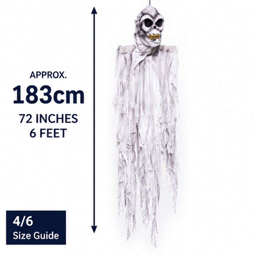 Approximately 183cm 72 inches 6ft hanging Halloween skull ghost size guide