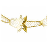 Cream and gold honeycomb mesh Christmas garland showing the folded decorative junction