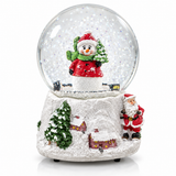 15cm musical snowman Christmas snow globe front view