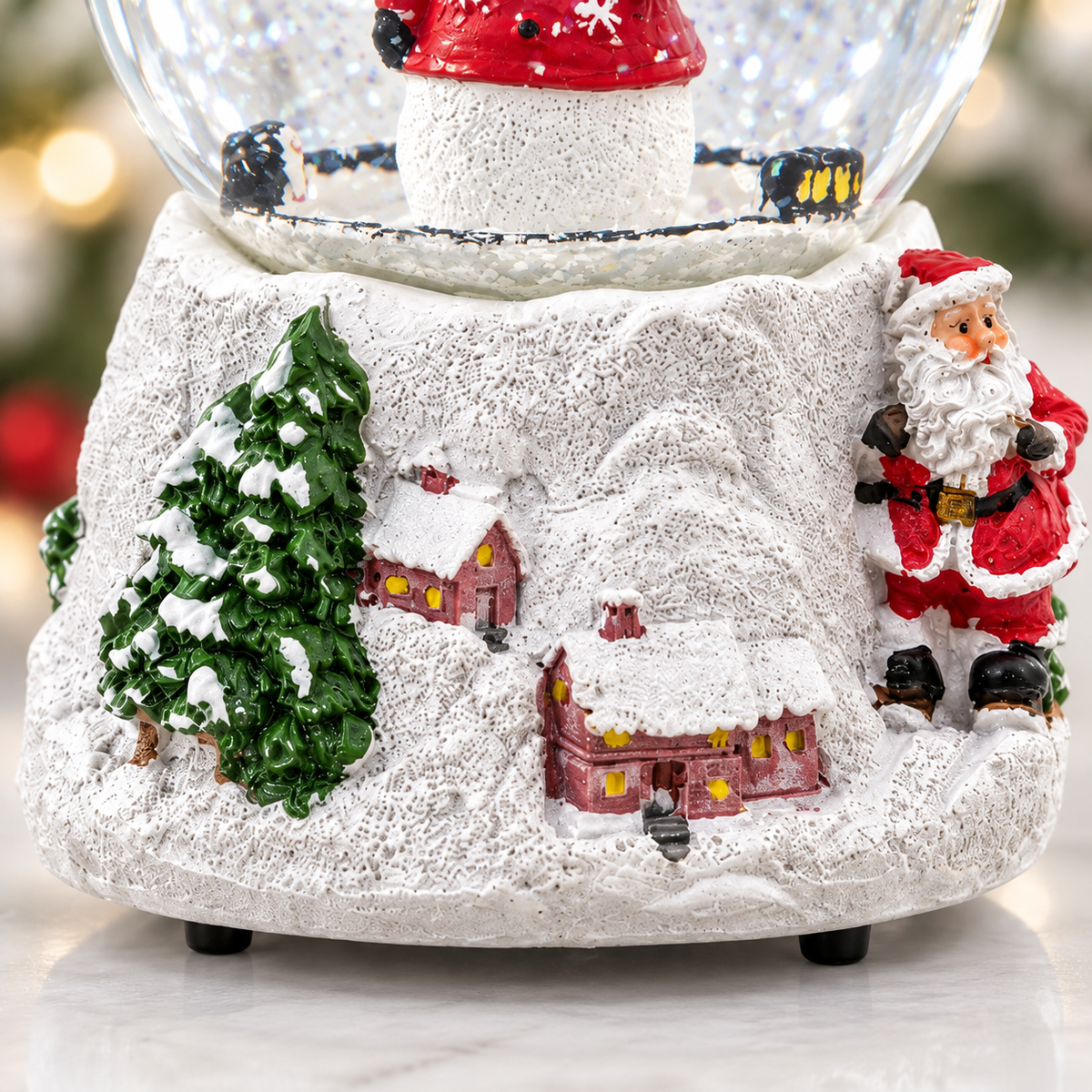 Musical snowman Christmas snow globe in a festive home display