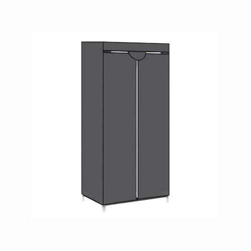 Generic Fabric Canvas Wardrobe Organizer Clothes Rail Shelf Storage Closet Single (Grey), 68-69-70a