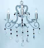 Chrome three-light chandelier with black and clear crystal droplets