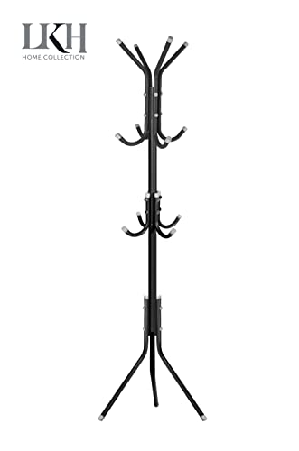 LKH black metal coat stand with hooks – 170cm
