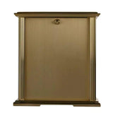 William Widdop gold mantel clock with navy blue dial