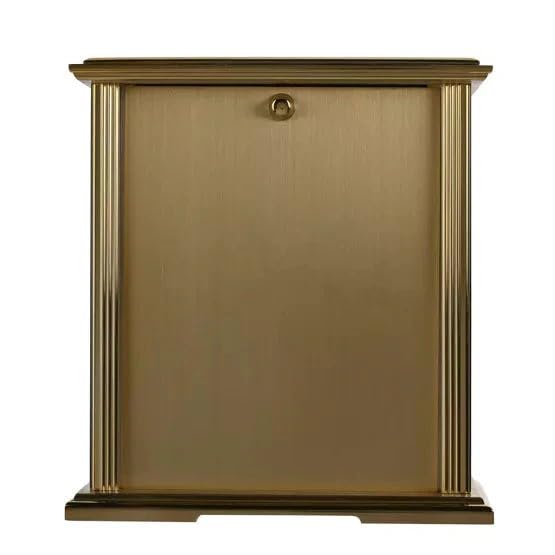 William Widdop gold mantel clock with navy blue dial