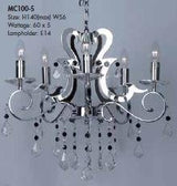 Chrome five-light chandelier with crystal-style detailing