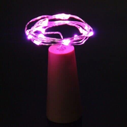 Pink LED wine bottle cork lights four pack with ten LEDs each