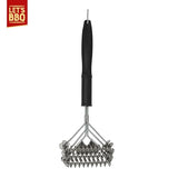 Stainless steel BBQ grill cleaning brush with scraper