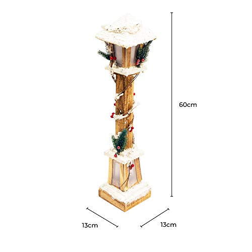 The Christmas Workshop 60cm LED snow-topped wooden lamppost