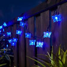 Blue butterfly battery string lights with 10 LEDs, 1m