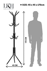 LKH black metal coat stand with hooks – 170cm
