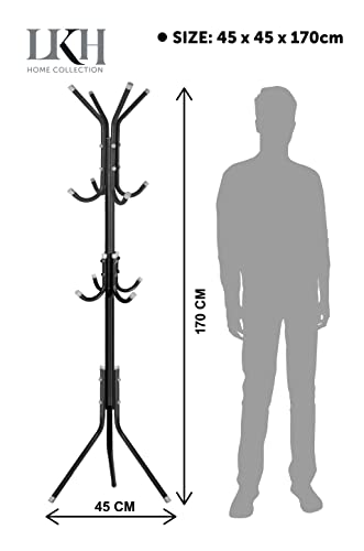 LKH black metal coat stand with hooks – 170cm
