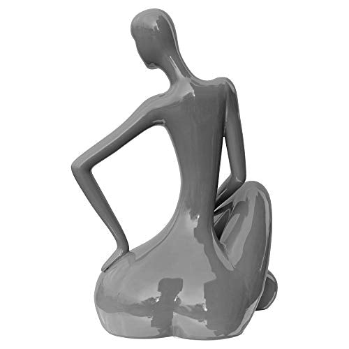 Grey ceramic sitting lady ornament