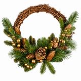 40cm Christmas vine wreath with gold berries and pine cones