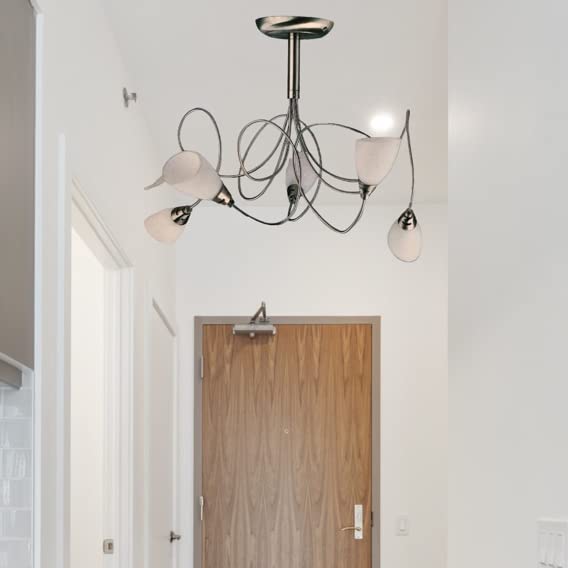 5 Bulb Silver Ceiling Light with Adjustable arms