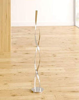 LED double helix floor lamp in satin nickel