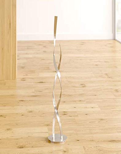 LED double helix floor lamp in satin nickel