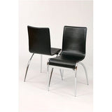 Actona Francesca black leather dining chairs with chrome legs set of four