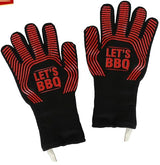 Let's BBQ red polycotton barbecue gloves – pair