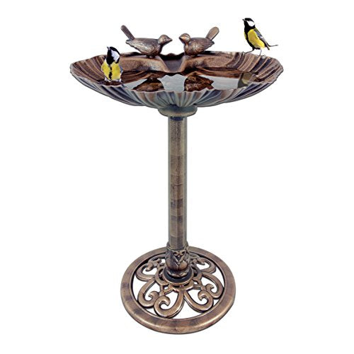 GardenKraft 80cm bronze-effect clam shell bird bath