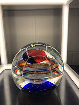 Red and blue glass cosmos paperweight 12cm