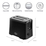 Quest black 870W 2-slice toaster with adjustable browning