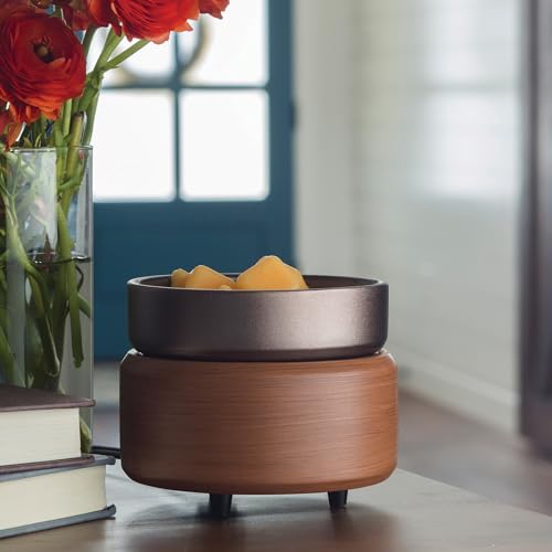 Pewter Walnut electric fragrance warmer with removable dish