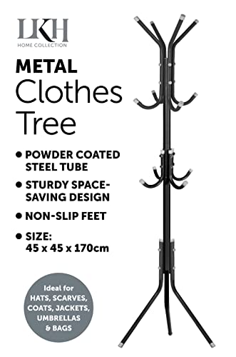 LKH black metal coat stand with hooks – 170cm