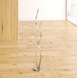 LED double helix floor lamp in satin nickel