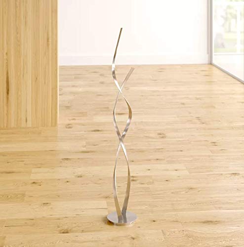 LED double helix floor lamp in satin nickel
