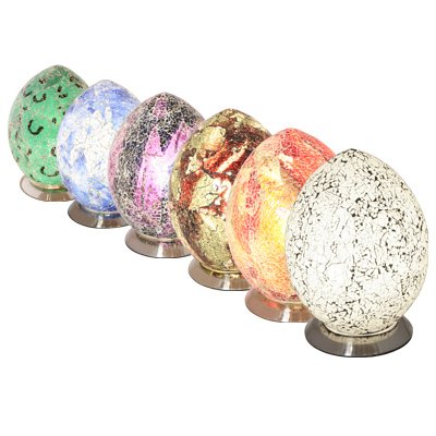 Stylish Glass Mosaic, Egg Shaped Table Lamp - Purple