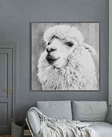Febland Alpaca Glass Art Picture, White, Square