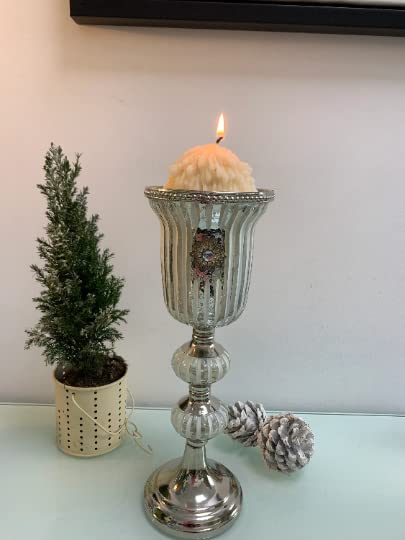 28cm Silver Goblet Glass Candle Holder