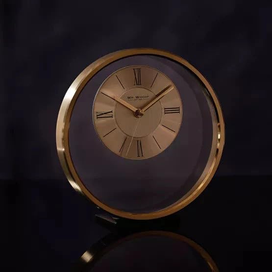 WM.Widdop. Round Gold Mantel Clock - W2937G