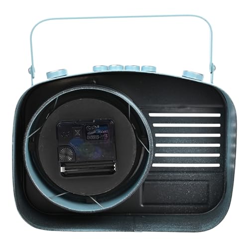 Hometime blue retro radio metal mantel clock – 20cm
