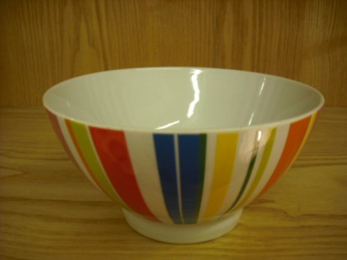 Fine porcelain striped bowls set of four six inch