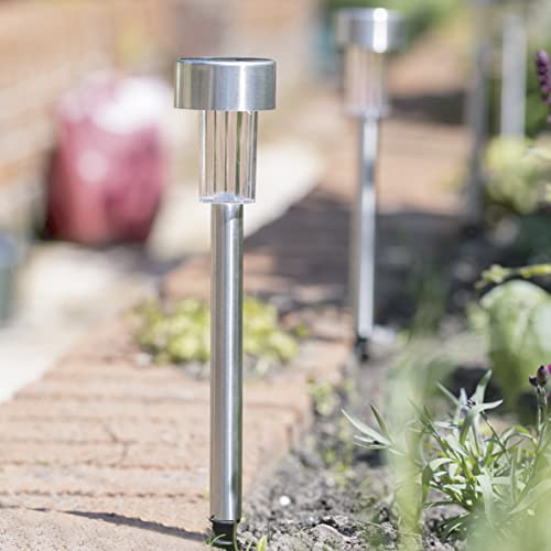 Bright white GardenKraft solar garden stake light set