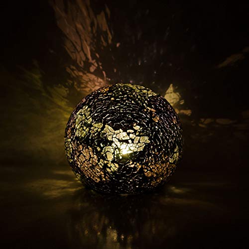Amber mosaic glass flickering orb light 10cm