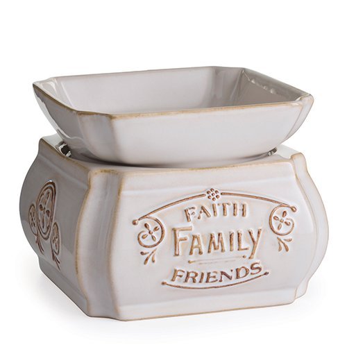Candle Warmers Etc. 2-in-1 candle and wax melt warmer with Faith Family Friends design