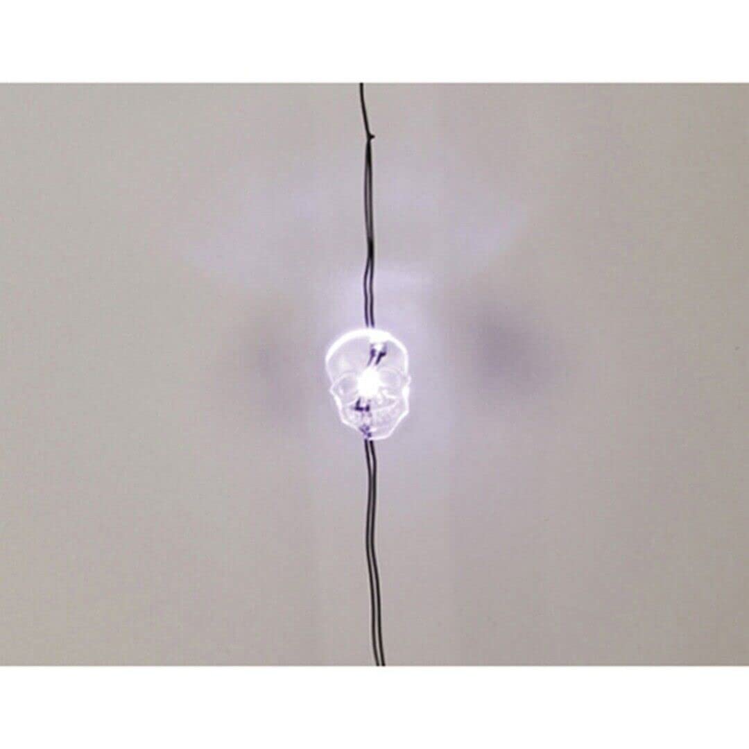 20 white LED skull battery Halloween string lights