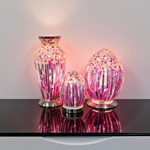 Rose Art Deco mosaic glass egg table lamp – 30cm