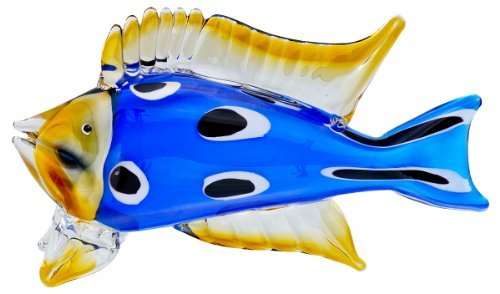 Blue spotted glass tropical fish ornament 30cm