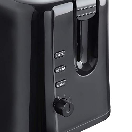 Quest black 870W 2-slice toaster with adjustable browning