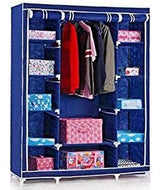 Generic Fabric Canvas Wardrobe Organizers Clothes Rail Shelves Storage Closet Triple (Blue), 63-64-65-66A