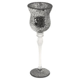 Black mosaic glass candle holder 38cm