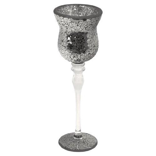 Black mosaic glass candle holder 38cm