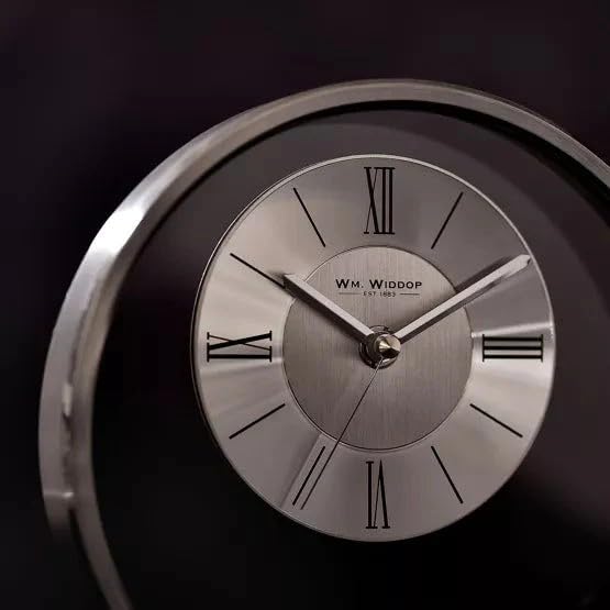 WM.Widdop. Round Silver Mantel Clock - W2937S